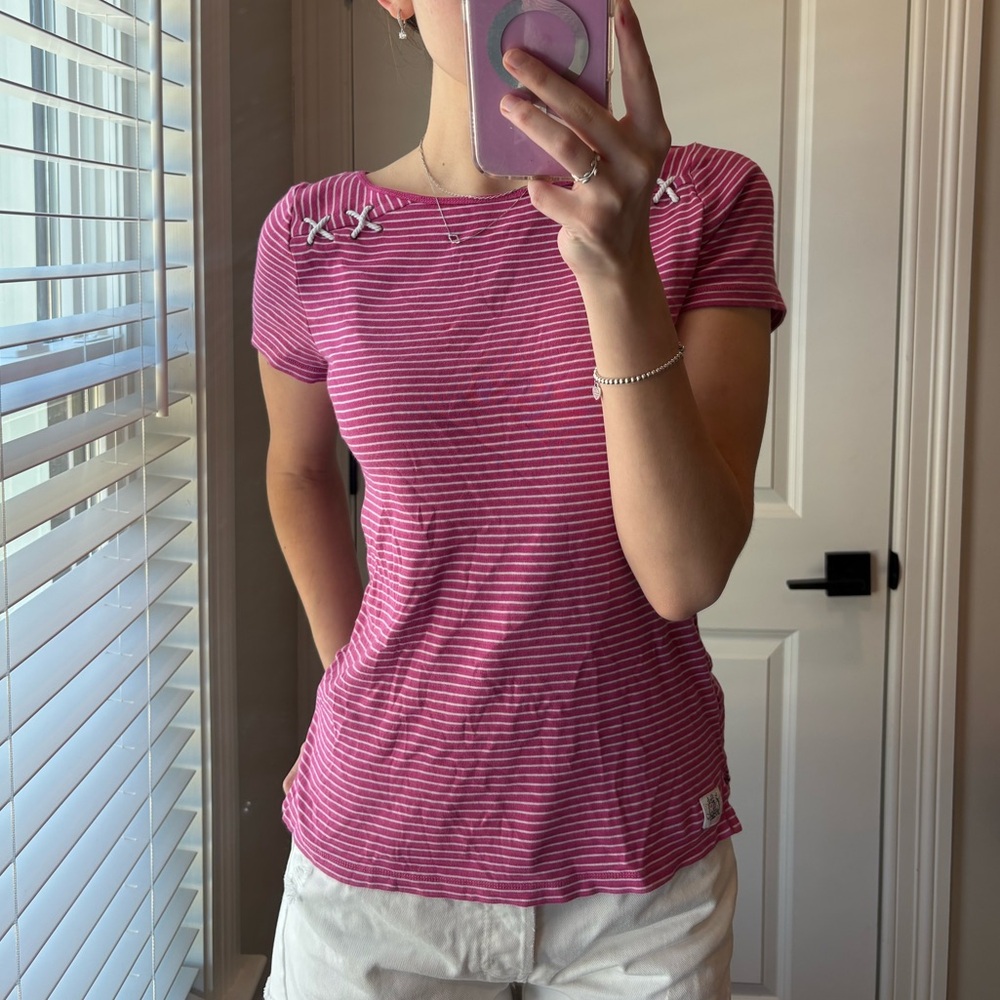 Lauren Ralph Lauren Pink Striped Tee